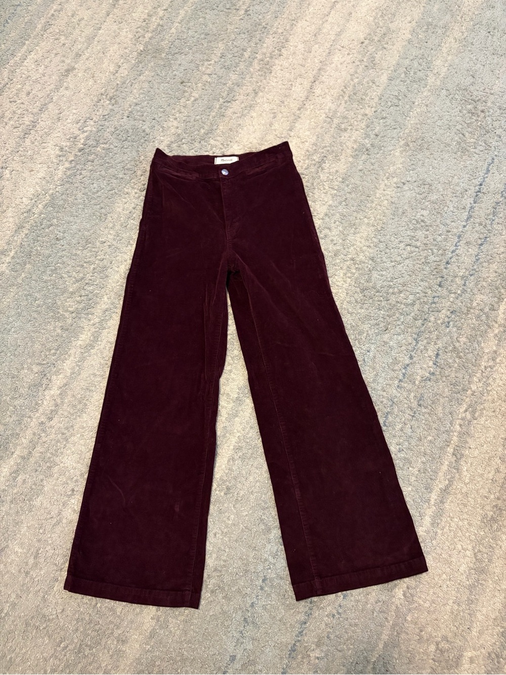 Madewell Womens Wide Leg Corduroy Full Length Stretch Wine Pants 27 Petite New
